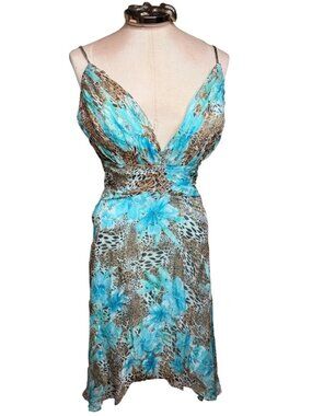 Vtg Wow Silk Babydoll MIDI Dress 6   Floral Asymmetrical Formal Y2K Fairy Grunge